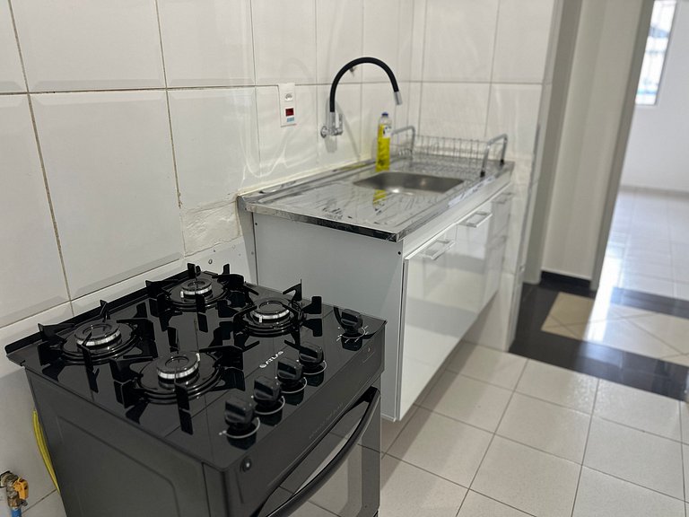 Apto com Ar, Wi-Fi e Enxoval a 5 min da Praia